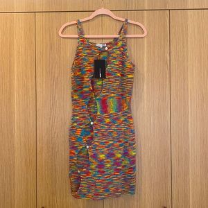 Knit multi color mini dress